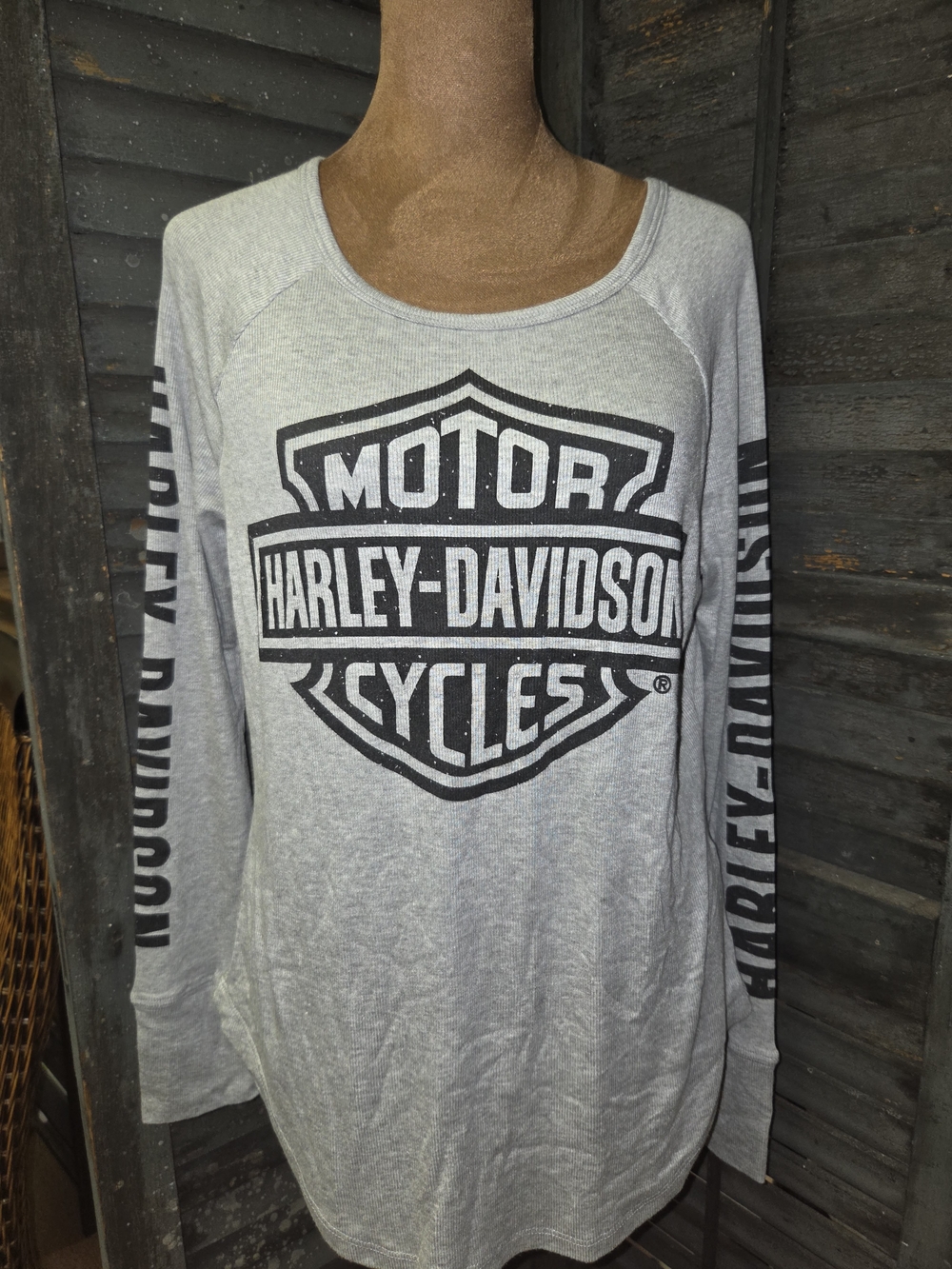 Harley-Davidson Women's Gray Long Sleeve Logo Top